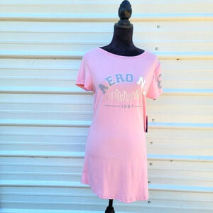 NWT Aeropostale Aero Pink Small S Short Sleeve Womens Nightgown Sleepwear Pink